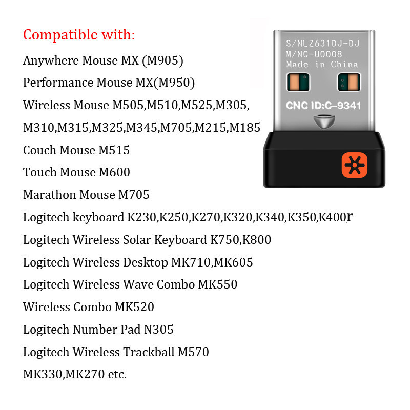 Приемник Logitech Unifying U0007 Ресивер адаптер для мыши Logitech с оранжевой звездочкой - фото 3 - id-p1093250707