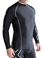 Комплект мужской компрессионной одежды 2XU для тренировок (рашгард+лосины) серебро S и M