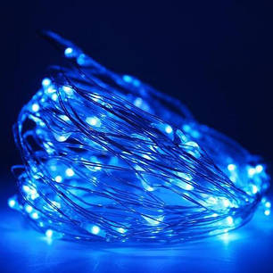 Гірлянда мідна дротяна 100LED 10 м (контрол.220V) (СП) Синій (RD-7107) 154550, фото 1