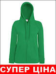 Жіноча зелена толстовка з капюшоном на блискавці Lightweight hooded jacket lady-fit Fruit of the Loom,XS, фото 2
