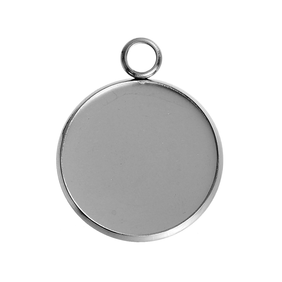 Підвіска, Кругла, Колір: метал, Нержавіюча сталь, Основа для кабошона 20 мм, 27 мм x 22 мм, фото 1