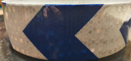Світловідбивна самоклеюча стріла БІЛО-СИНЯ стрічка рулон 50 м, ширина 5 см, фото 2