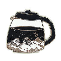 Коллекционный пин Космический кофе космос звезды планеты горы значок брошь кофейник