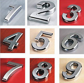 Номерки цифри з нержавіючої сталі на двосторонньому скотчі для дверей