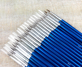 Пензель для малювання тонкий синя синтетика 10 мм, 16 см Пензлик для малина синтетичний