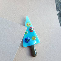 Листівка новорічна зі скляною ялинкою всередині, блакитна