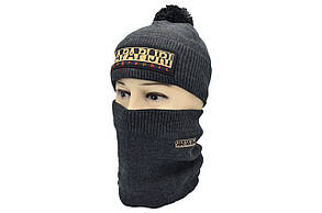 Комплект Flexfit шапка з помпоном і снуд Napapijri Темно-сірий (F-0918-52), фото 1