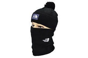 Комплект Flexfit шапка з помпоном і снуд North Face Чорний (F-0918-69), фото 1