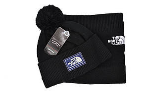 Комплект Flexfit шапка з помпоном і снуд North Face Чорний (F-0918-69), фото 4