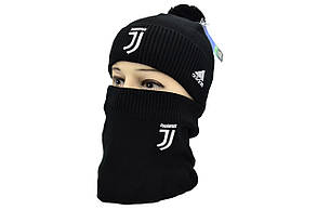 Комплект Flexfit шапка з помпоном і снуд FC Juventus Чорний (F-0918-85), фото 1