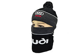 Комплект Flexfit шапка з помпоном і снуд Audi Чорний (F-0918-93), фото 1