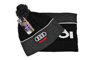 Комплект Flexfit шапка з помпоном і снуд Audi Чорний (F-0918-93), фото 4