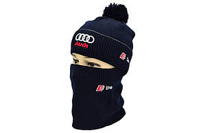 Комплект Flexfit шапка з помпоном і снуд Audi Темно-синій (F-0918-94), фото 1