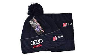 Комплект Flexfit шапка з помпоном і снуд Audi Темно-синій (F-0918-94), фото 4