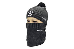 Комплект Flexfit шапка з помпоном і снуд Mercedes Темно-сірий (F-0918-103), фото 1