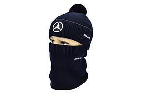 Комплект Flexfit шапка з помпоном і снуд Mercedes Темно-синій (F-0918-104), фото 1