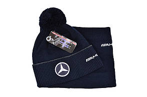 Комплект Flexfit шапка з помпоном і снуд Mercedes Темно-синій (F-0918-104), фото 4