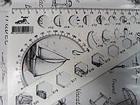 Геометрический треугольник + транспортир 90078 белая 24 см