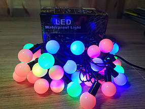 Новорічна різнокольорова LED-гірлянда Матові кульки 4 м, фото 3