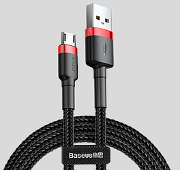 Кабель Baseus Cafule двосторонній USB - MicroUSB 2.4 A 100 см, Red+Black (CAMKLF-E91)