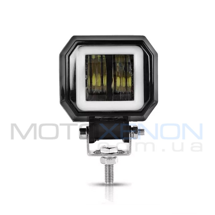 Світлодіодна LED лед фара 20W 1 шт. (2 лінзи+ДХО, габарит) прямокутна, чітка межа світла