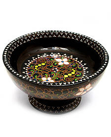 Цукерниця розписна з суцільного дерева інкрустована перламутром (d-24 h-13см)