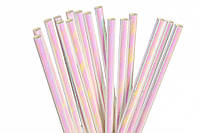 Коктейльные трубочки бумажные (одноцветные металлик/перламутр) Розовый жемчуг