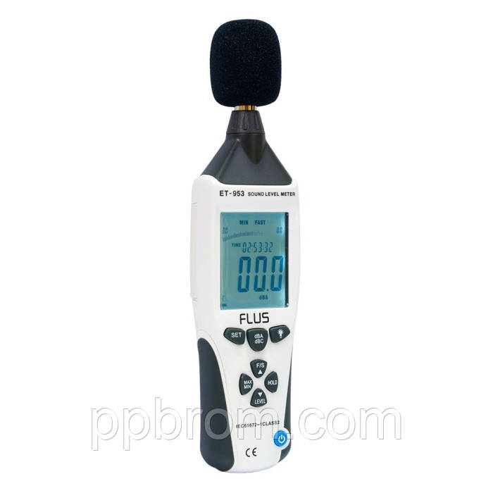 Шумометр Flus "ET-953" (dBA+dBC, 30...130 дБ ±1.4 дБ, 32...8000 Гц)