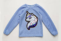 Пушистый свитер для девочки с пони единорогом, голубой, SmileTime Pony