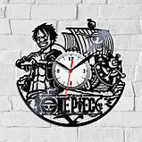 One Piece Чорний годинник Аніме Ван Пис годинник Годинник із вінілу Годинника для дітей Декор у дитячу 300 мм, фото 4