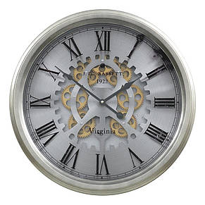 Настінний годинник із металу та скла 53x9 см Retro Silver, фото 1