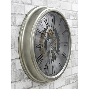 Настінний годинник із металу та скла 53x9 см Retro Silver, фото 4