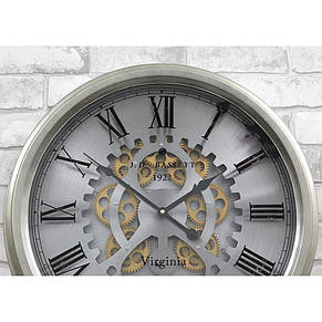 Настінний годинник із металу та скла 53x9 см Retro Silver, фото 5
