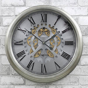 Настінний годинник із металу та скла 53x9 см Retro Silver, фото 3