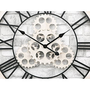 Годинник настінний металевий у стилі лофт — Wooden Gears 70 cm, фото 4