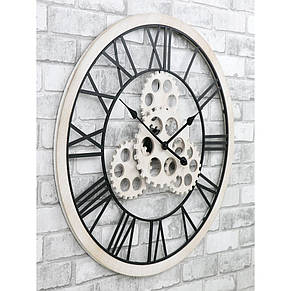 Годинник настінний металевий у стилі лофт — Wooden Gears 70 cm, фото 5