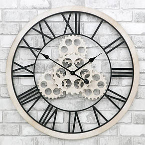 Годинник настінний металевий у стилі лофт — Wooden Gears 70 cm, фото 1