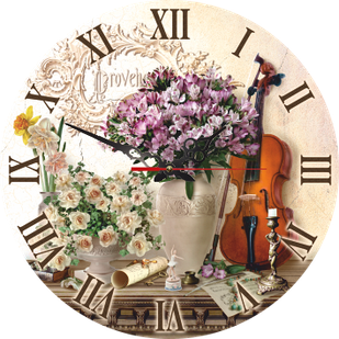 Настінний дерев'яний круглий годинник  Скрипка 25 см прг06ф25 Тур-Колекшн