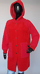 Стильне жіноче пальто з капюшоном у кольорах