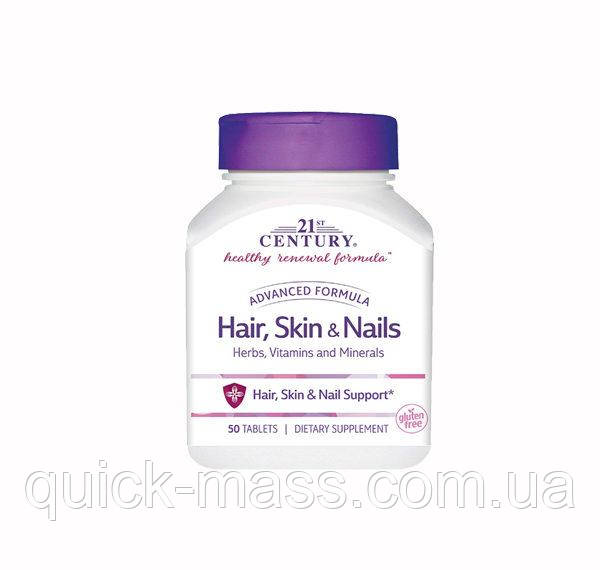 Вітаміни "Нігті, шкіра, волосся" 21st Century Hair, skin & nails 50tab, фото 1