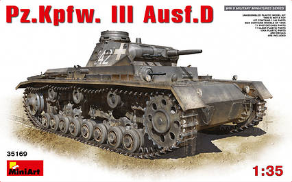 Збірна модель німецького середнього танка Pz.Kpfw.III Ausf.D у масштабі 1/35. MINIART 35169, фото 1