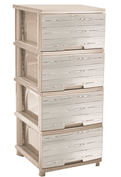 Комод на 4 шухляди з дерев’яною текстурою Кремовий