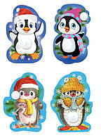 Набір міні Новорічних листівок "Пінгвіни" (4шт)