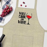 Фартук с надписью Will cook for wine (FRT_19N012)