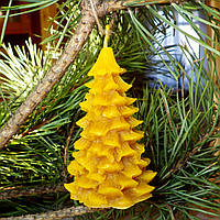 Новорічна воскова свічка "Ялиночка" з натурального бджолиного воску