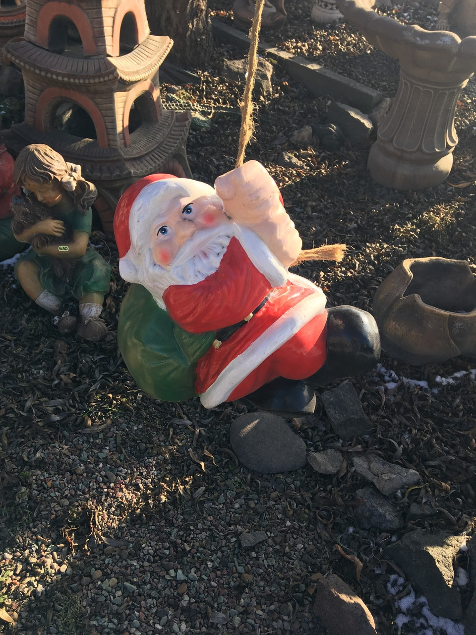 Фігурка новорічна Дід Мороз на мотузці (вісота 30 см), фото 1