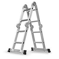 Многофункциональная шарнирная алюминиевая лестница 4x2 + платформа Humberg