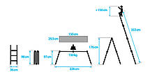 Багатофункціональна шарнірна алюмінієва драбина 4x3 + платформа Humberg, фото 3