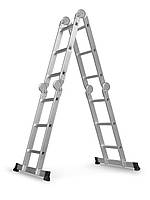 Многофункциональная шарнирная алюминиевая лестница 4x3 + платформа Humberg