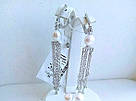 Срібні сережки підвіски жіночі з перлами "Хейлі" Красиві сережки срібло 925 проби, фото 2